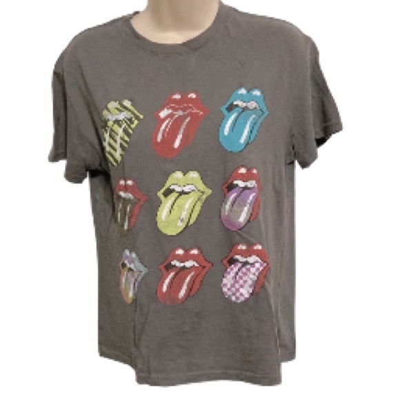 the Rolling Stones Tops - ROLLING STONES Band Tee Grey Graphic Tee Tshirt Tongue Hot Lips Gray Womens XS